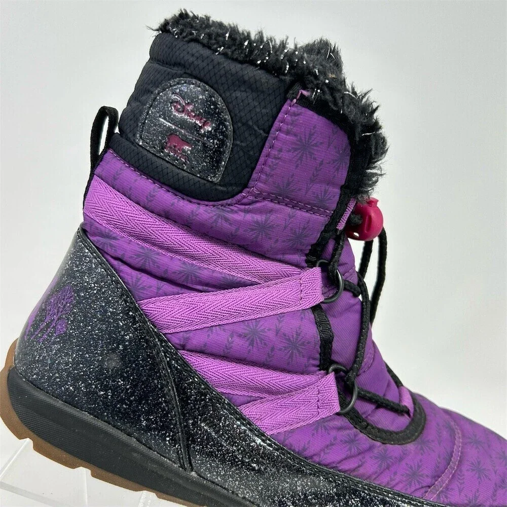 Sorel Disney Frozen 2 Whitney Short Girls Snow Boots Purple Glitter Elsa Size 6